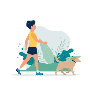 Personne qui promène un chien
